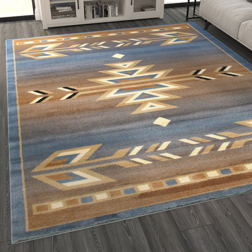 Blue 8 Feet X 10 Feet Area Rug V252