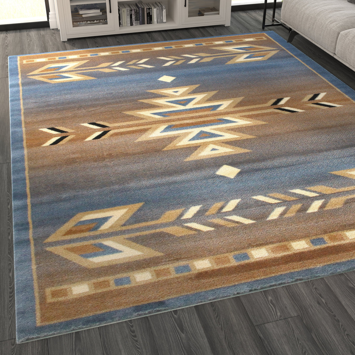 Blue 8 Feet X 10 Feet Area Rug V252
