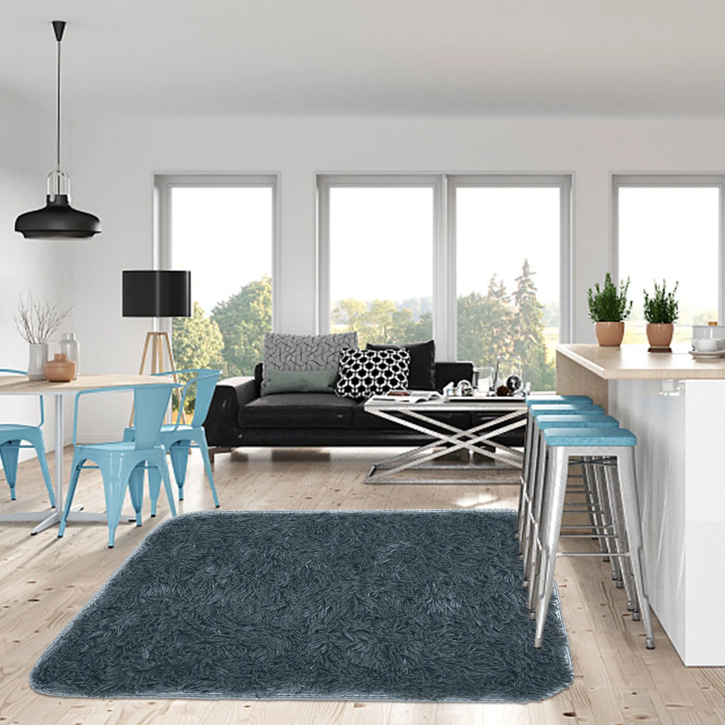 Black/Gray/Blue/Red Shaggy Area Rugs D949