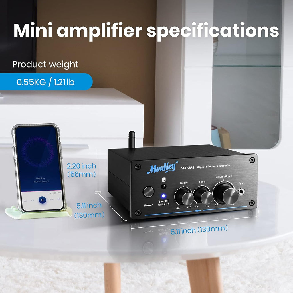 200W Dual 2 Channel Bluetooth Mini Amplifier, Pack of 2 A756