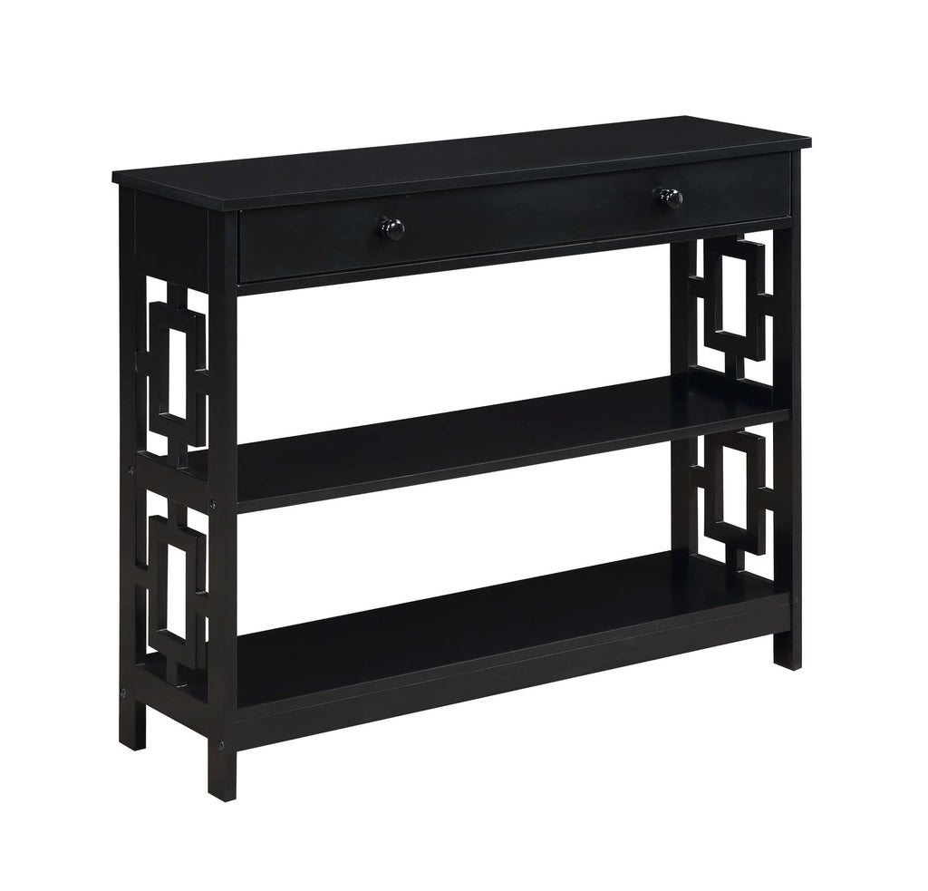 One-Drawer Console Table in Black Wood Finish F554428