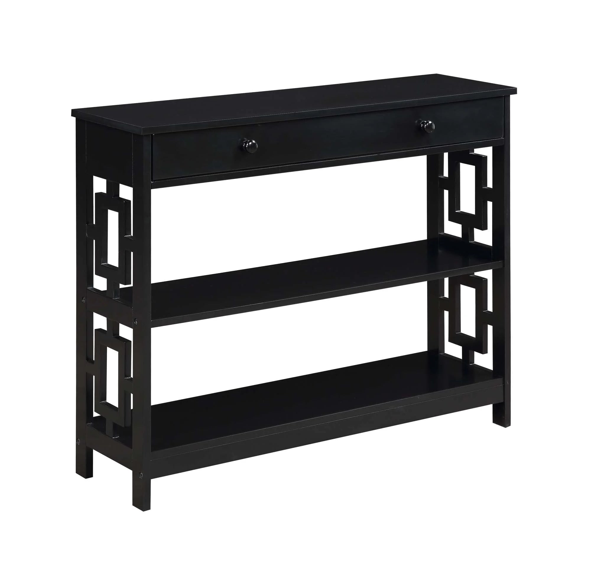 One-Drawer Console Table in Black Wood Finish F554428