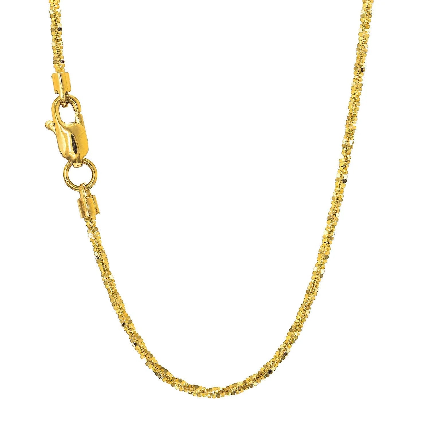 14k Solid Yellow Gold Sparkle Chain Necklace, 16 Inches T366