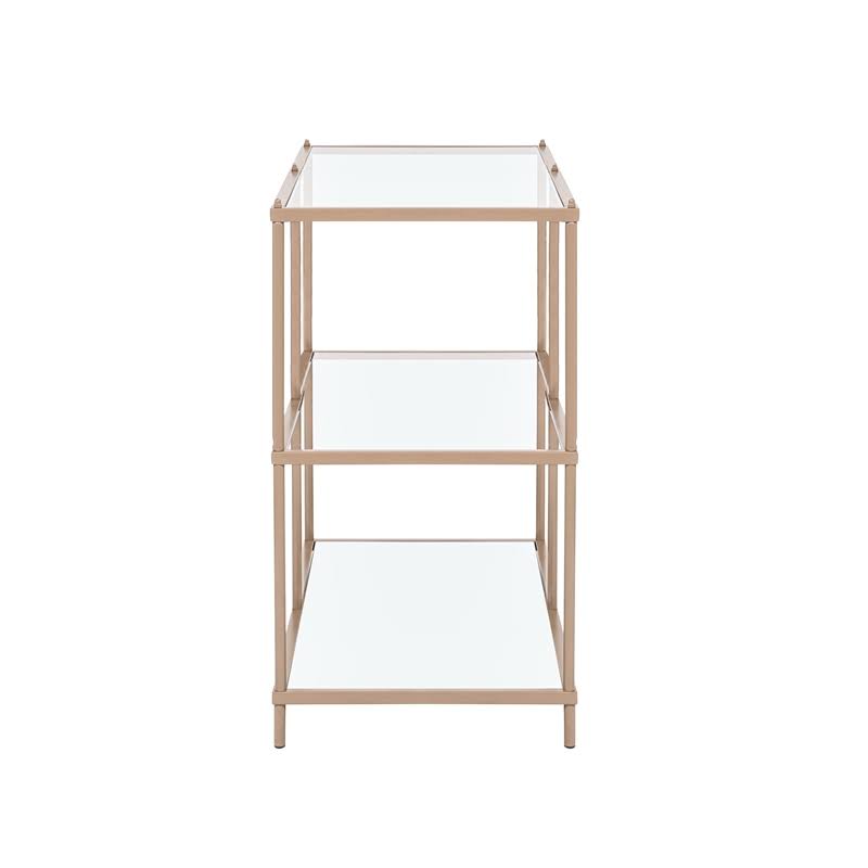 Metal and Clear Glass Top Console Table in Champagne J429158