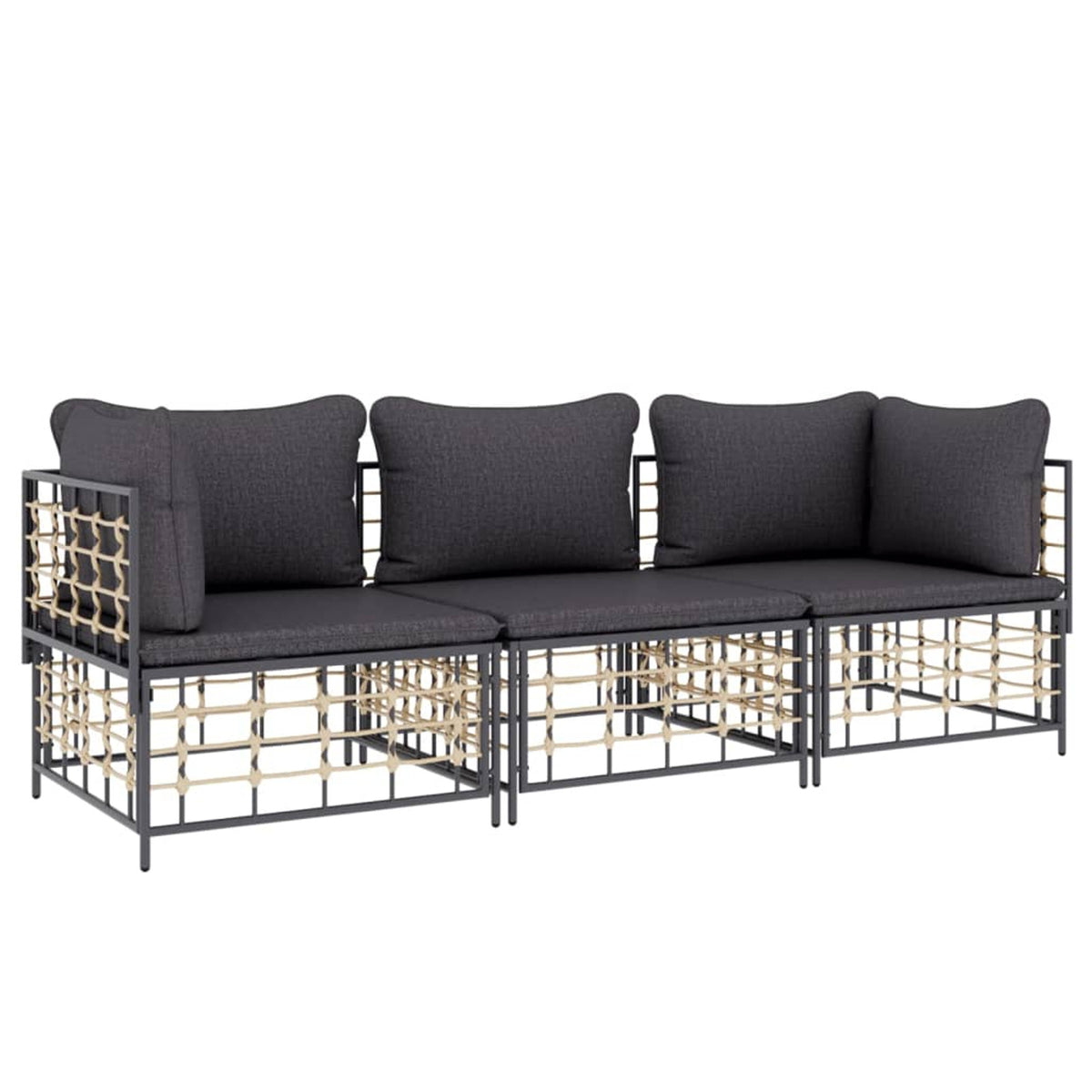 3 Piece Anthracite Poly Rattan Outdoor Patio Furniture Set W63347