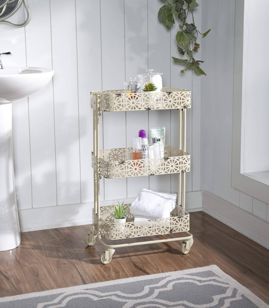 Cream Metal Three Tier Cart K86965