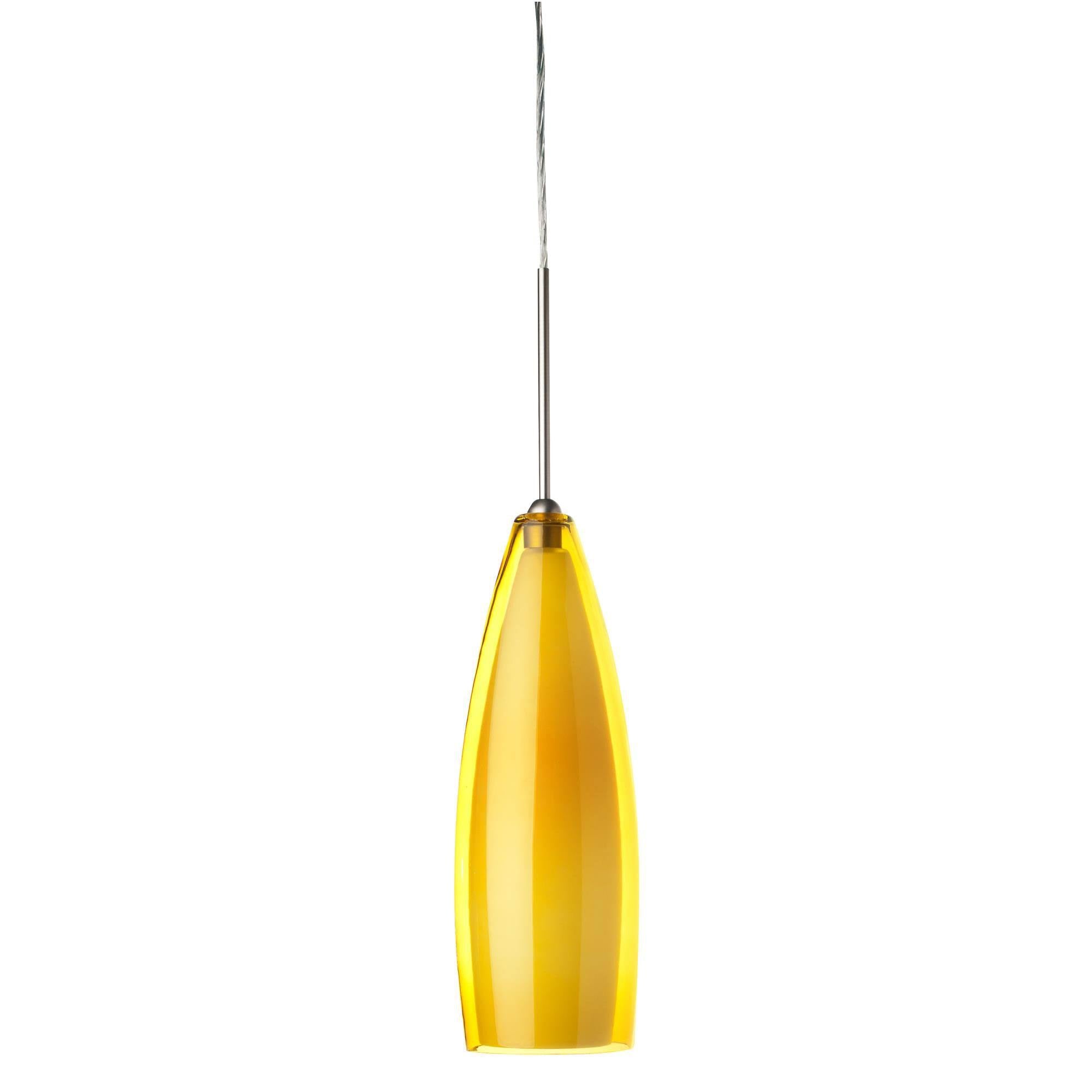 17 inch 10W 3000K LED Pendant Satin Nickel Finish with Amber Glass S55346