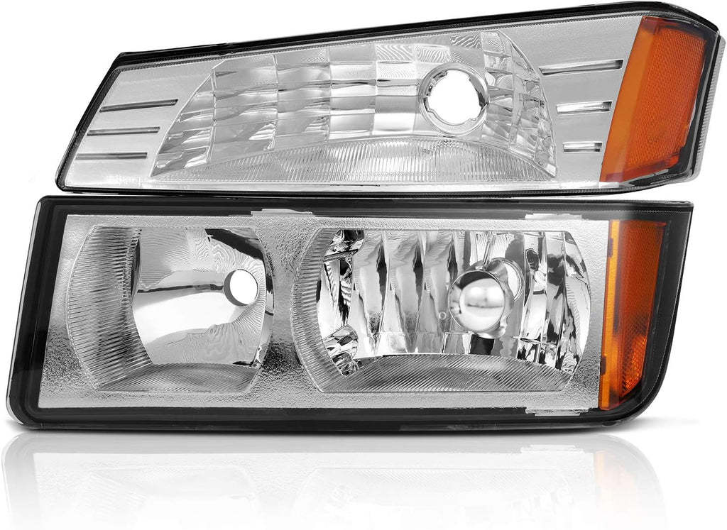 Chrome Housing Amber Reflector Headlight Assembly Pair N461807