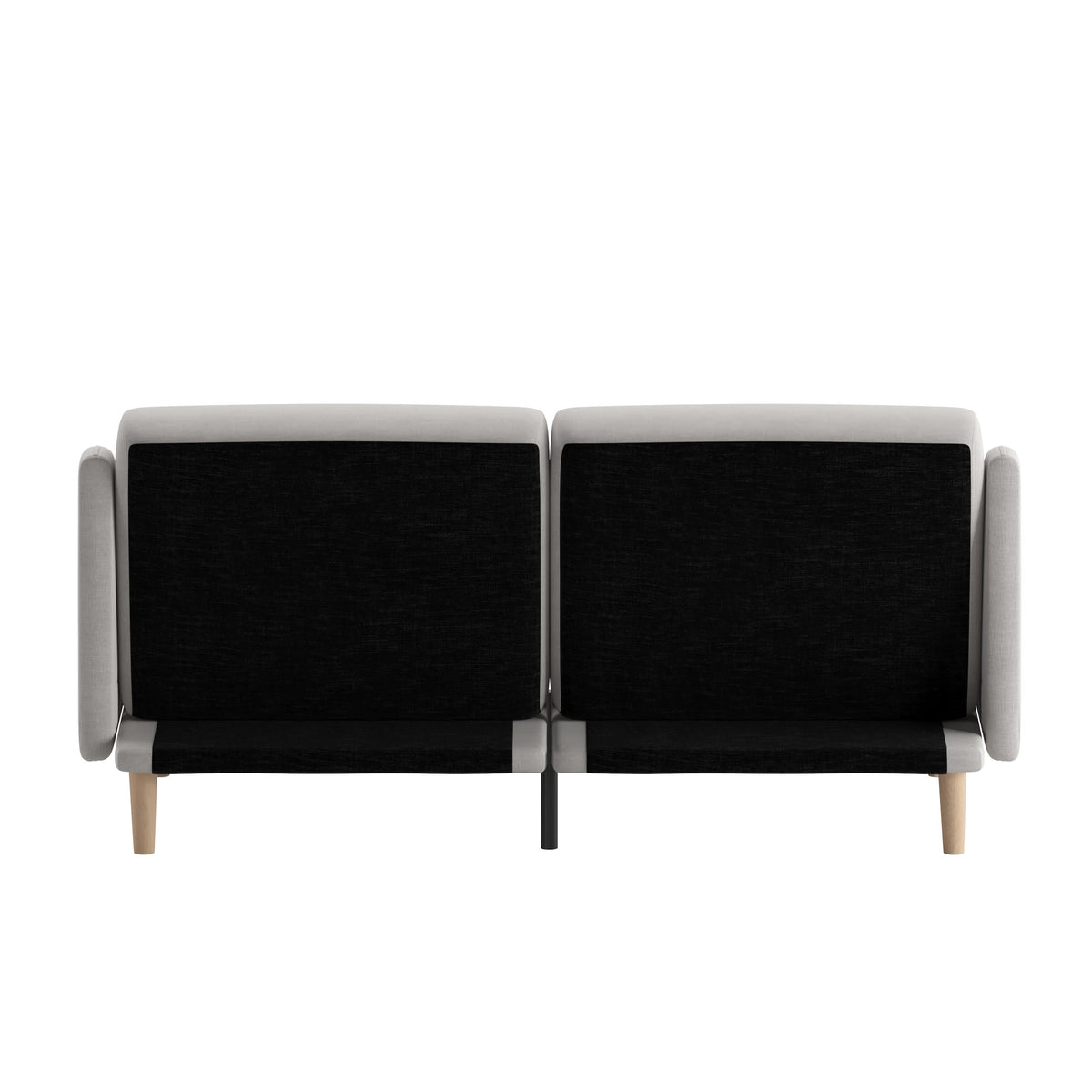 Stone Faux Linen Convertible Sleeper Sofa Futon with Solid Wooden Legs W297