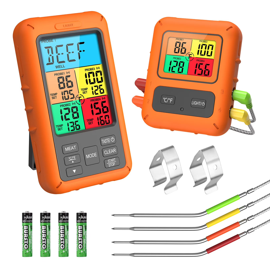 Wireless Meat Thermometer with 4 Meat Probes B864356