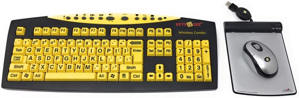 Yellow Keyboard with Wireless Optical Mouse and USB Wired Magic Pad K391430