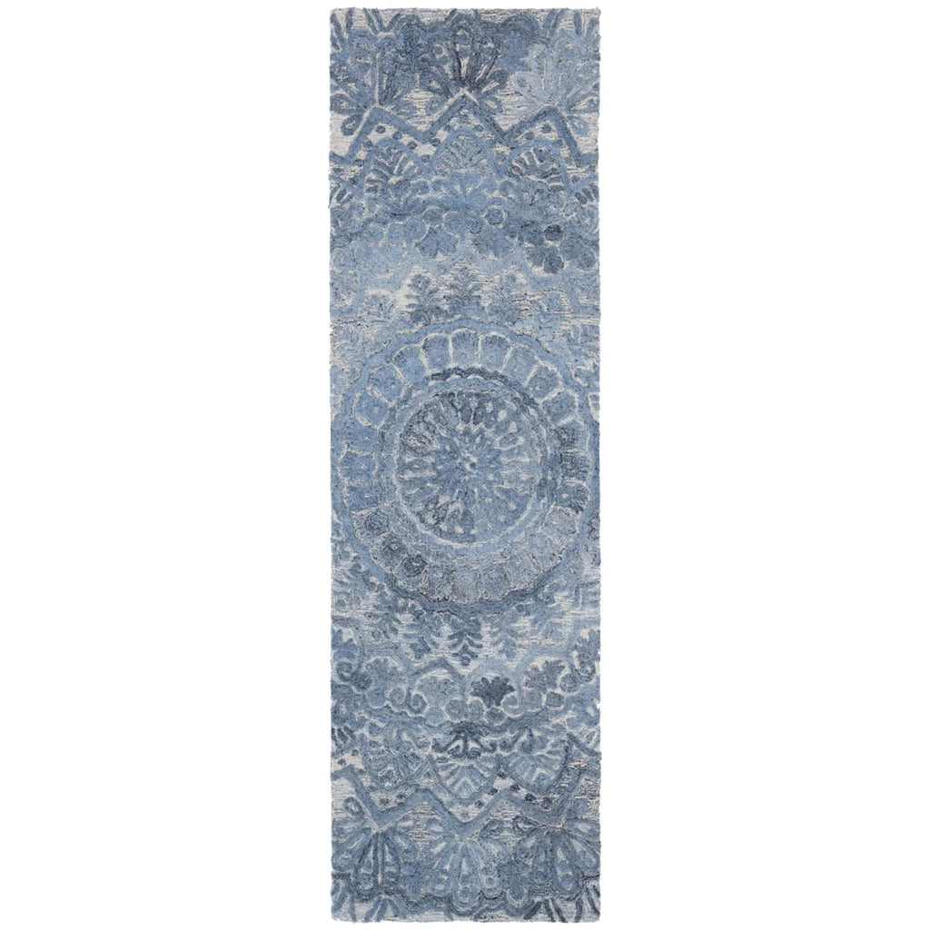 Blue / Ivory Handmade Rug Q88110