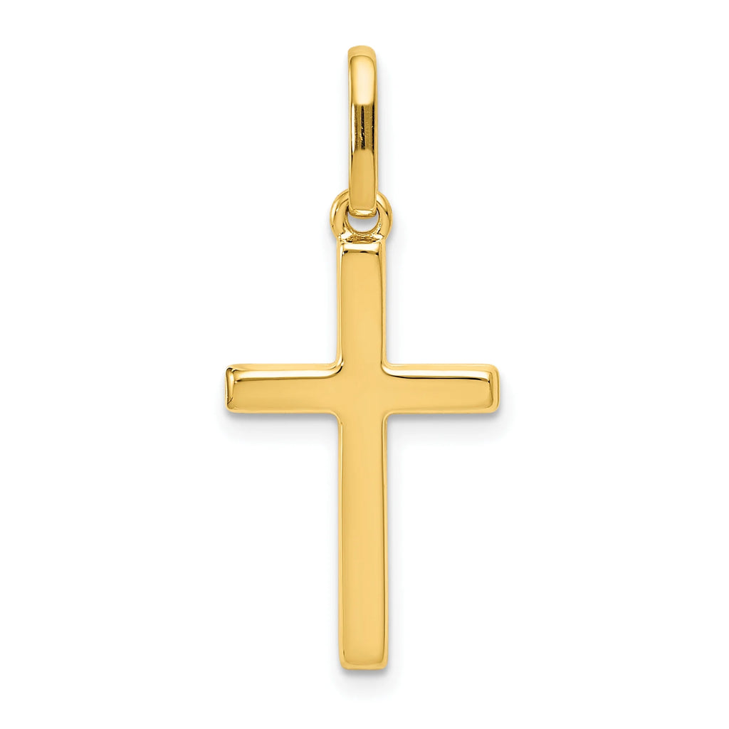 14K Yellow Gold Hollow Cross Pendant Charm with Rope Chain Necklace 20'' T506762