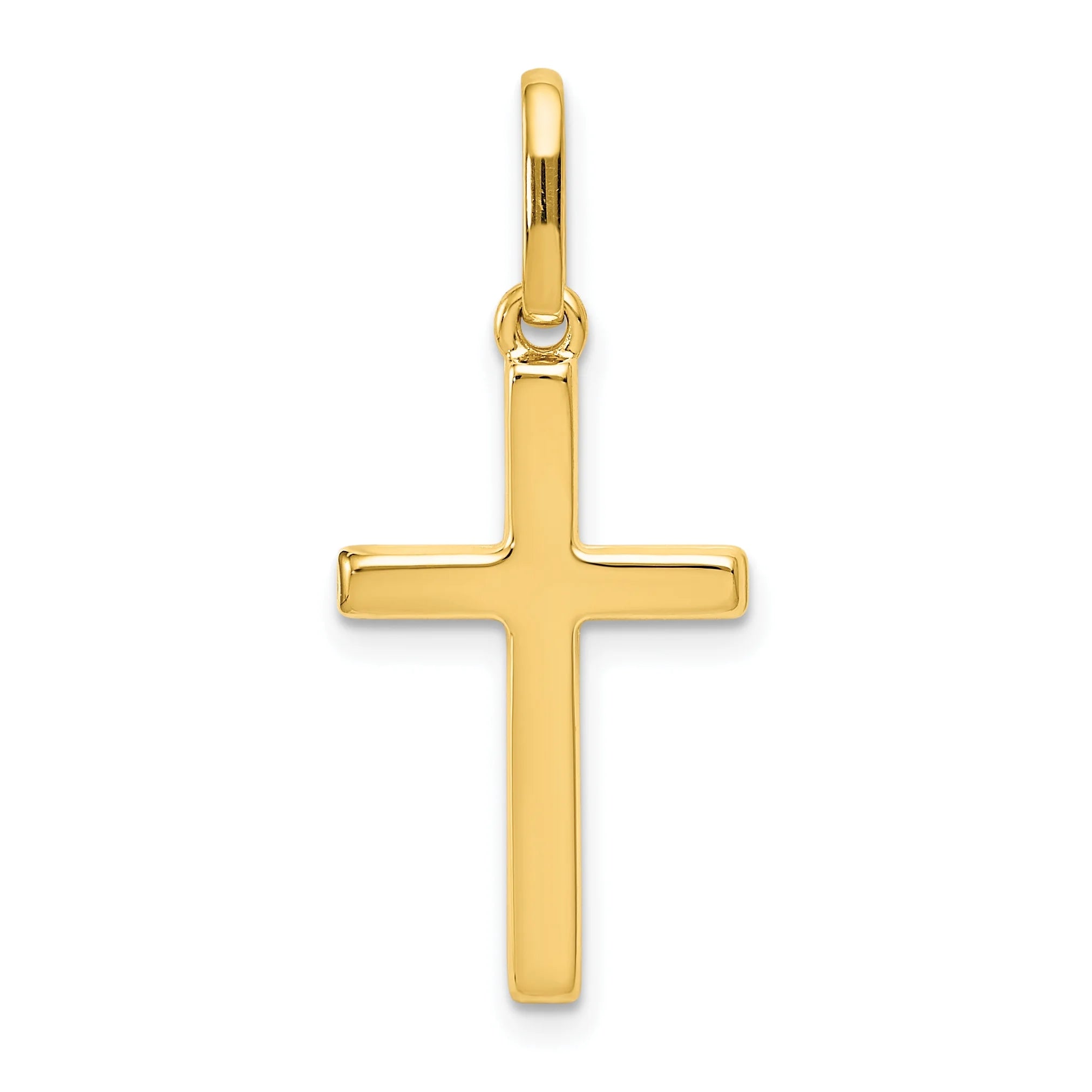 14K Yellow Gold Hollow Cross Pendant Charm with Rope Chain Necklace 20'' T506762