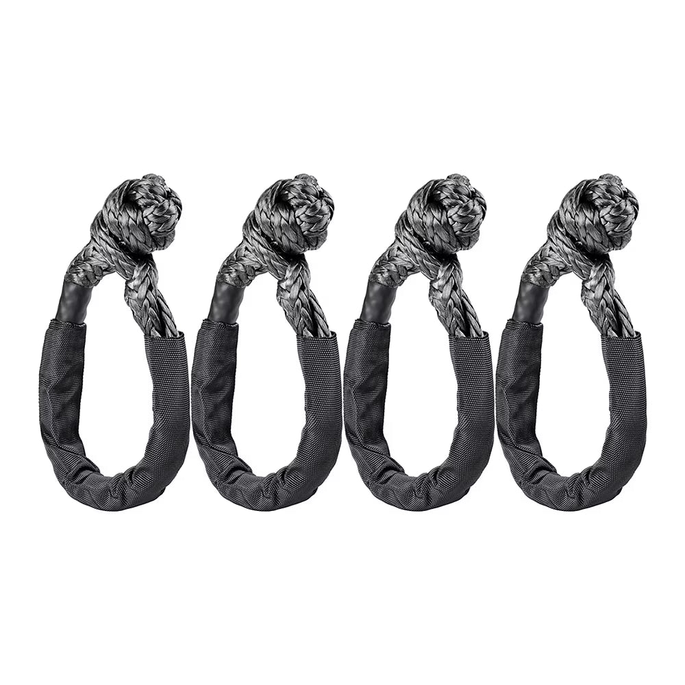 Black 1/2" Synthetic Soft Shackle Tow Straps Rope Recovery 38000 lb UHMWPE (Pack of 4) N948636