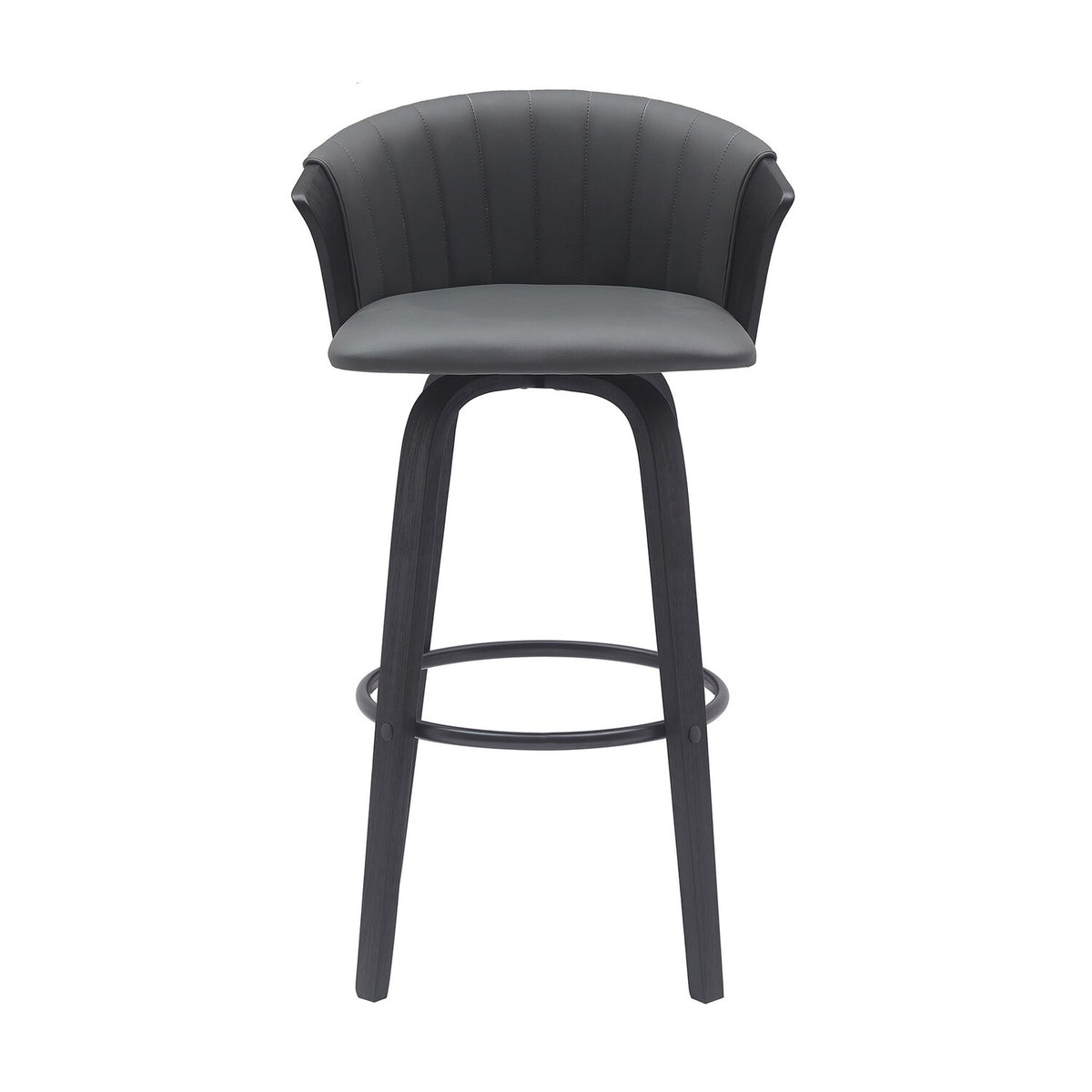 Black Faux Leather Swivel Barstool Chair S317453