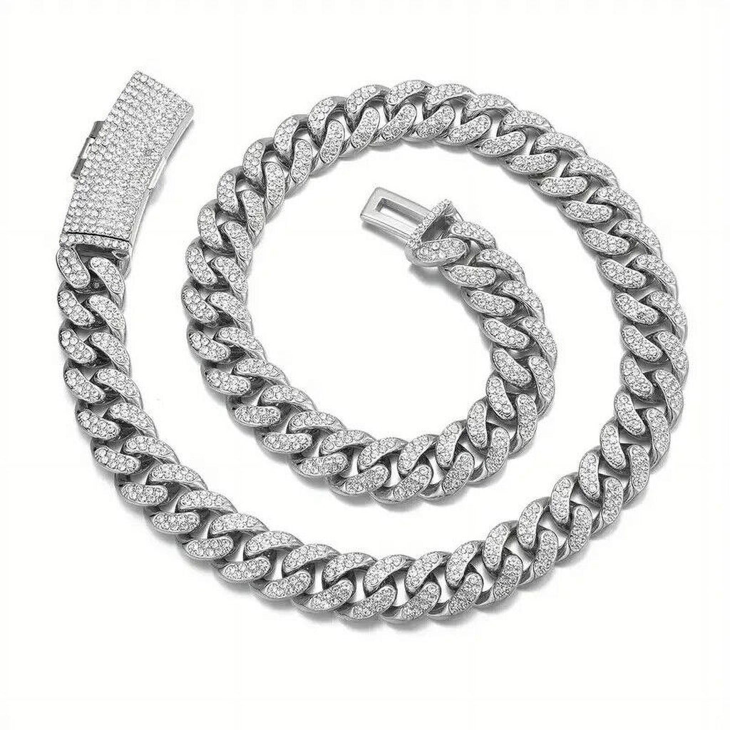 Silver Plated 18" Cuban Choker Chain Necklace O667039