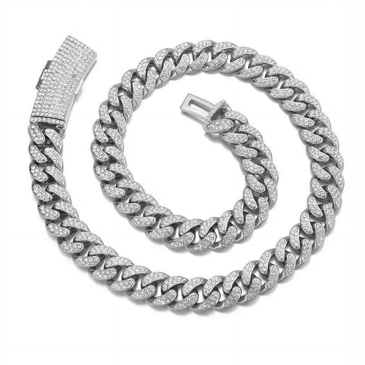 Silver Plated 18" Cuban Choker Chain Necklace O667039