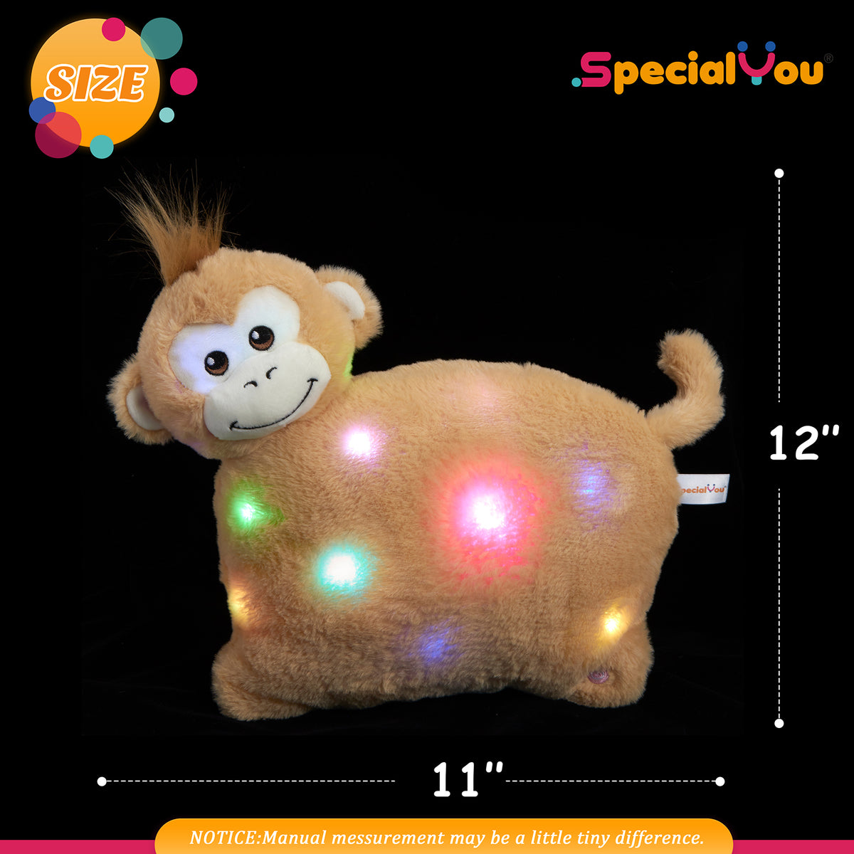 12'' Musical LED Monkey Stuffed Animal Plush Toy O9380