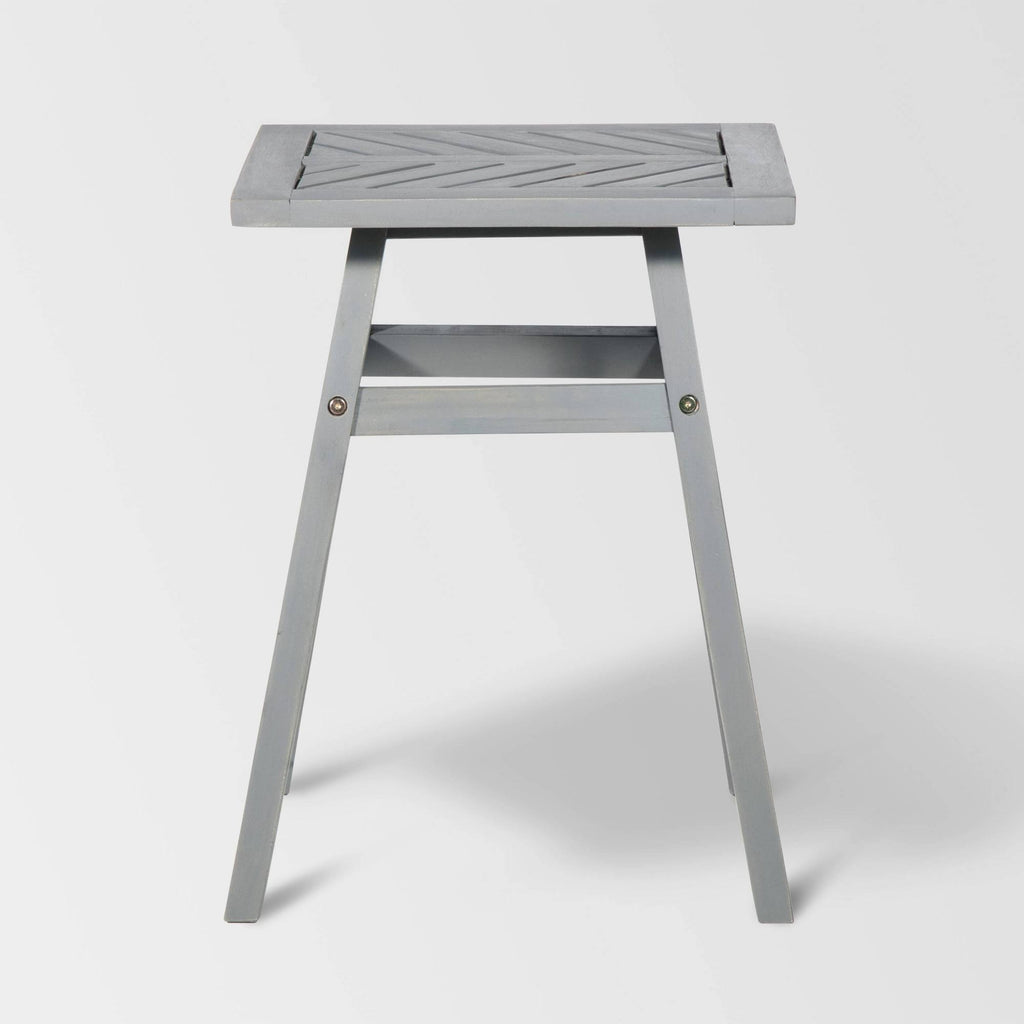 Gray Wash Chevron Slatted Patio Side Table H60486