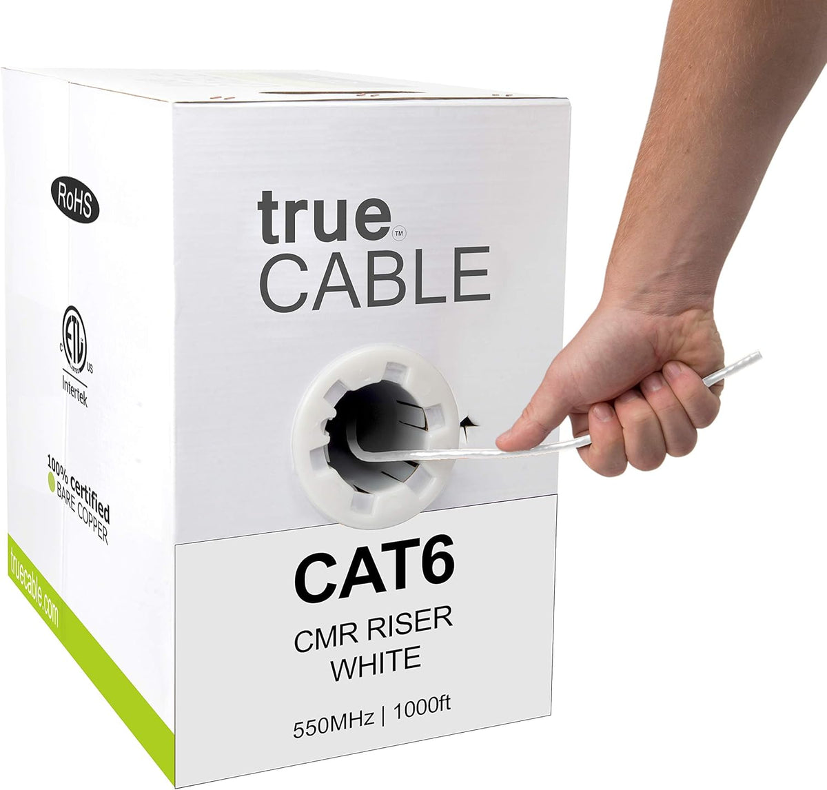 Cat6 Riser 1000ft Yellow 23AWG 4 Pair Solid Bare Copper Bulk Ethernet Cable D215