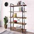 5-Tier Vintage Brown Metal and Wood Bookshelf X71077
