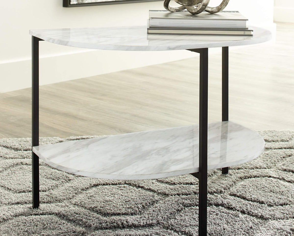 Half Moon Chair Side End Table with Faux Carrera Marble Top M20807