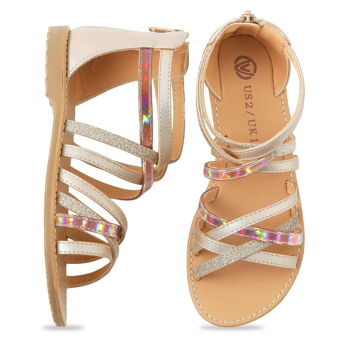 Gold Open Toe Gladiator Sandals V884131