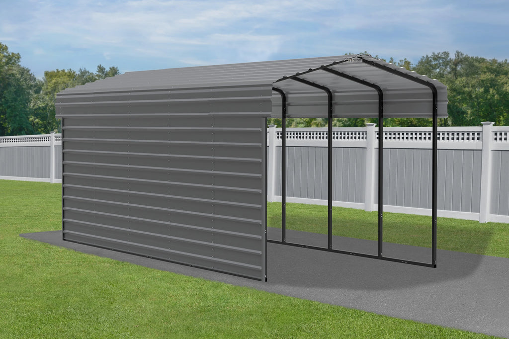 Galvanized Steel Carport Kit, 10' x 24' x 9', Charcoal U79728