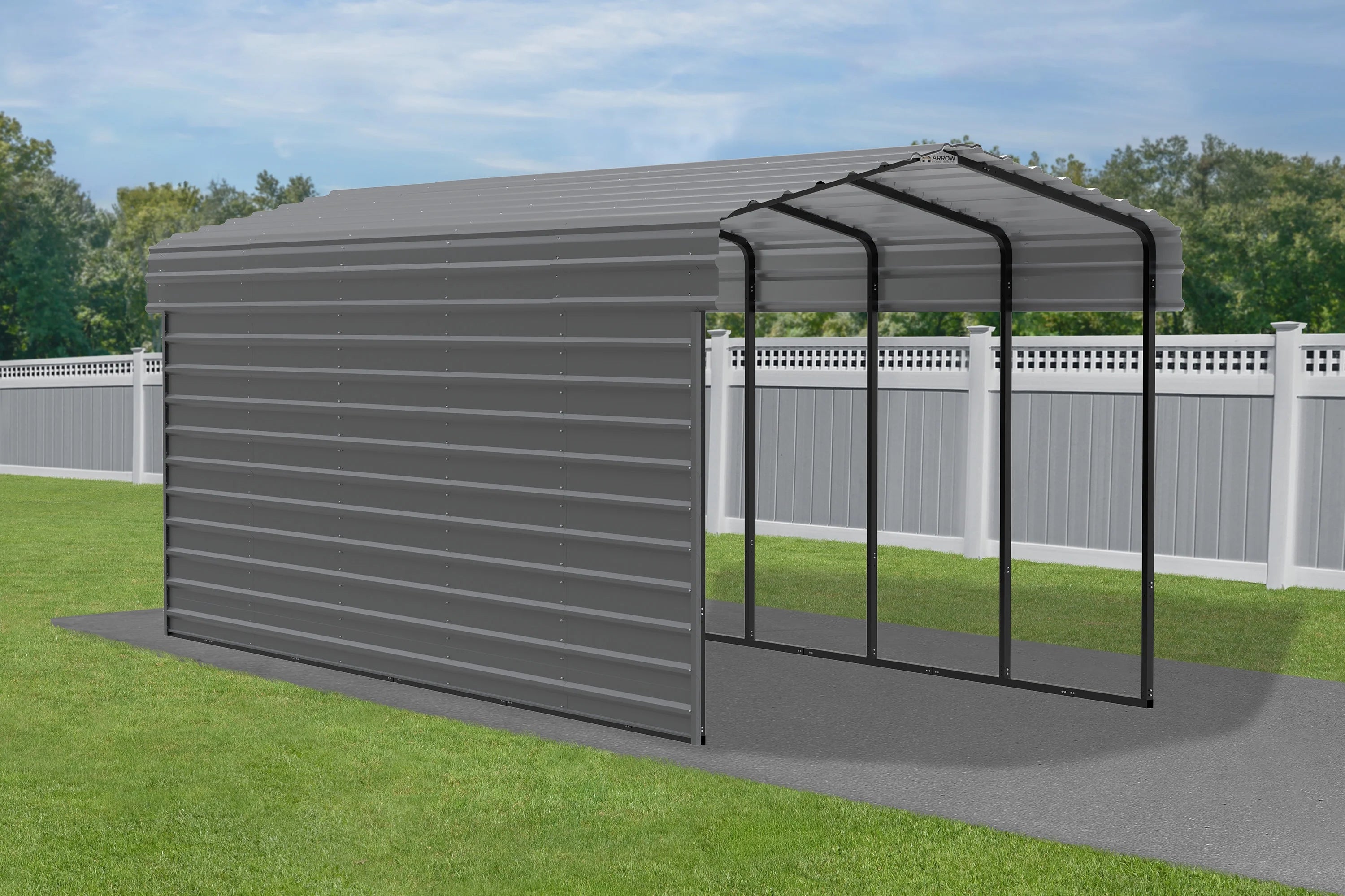 Galvanized Steel Carport Kit, 10' x 24' x 9', Charcoal U79728
