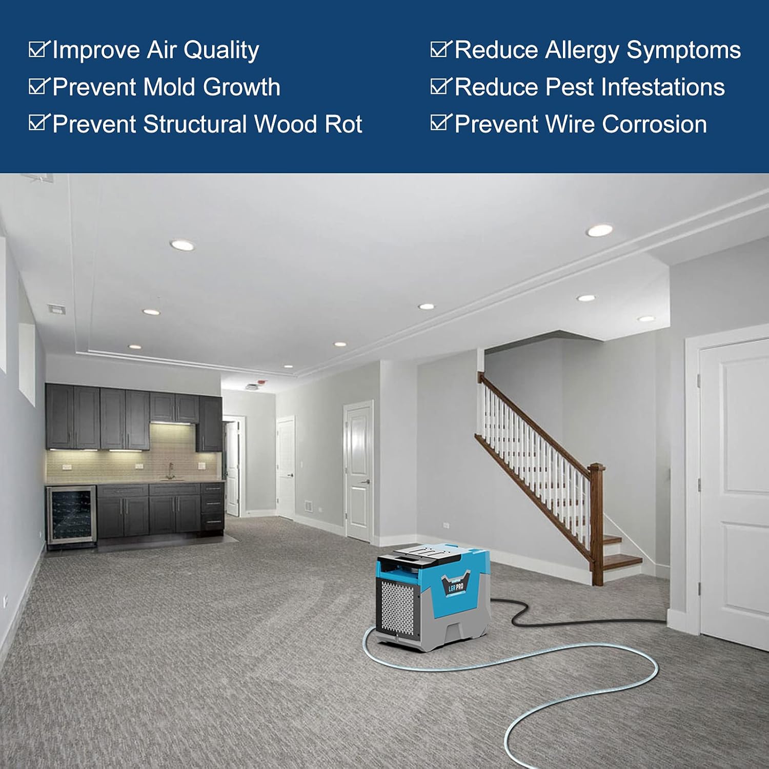 Commercial Dehumidifier with Pump & Drain Hose, Up to 13.39 Gallons/Day I1302