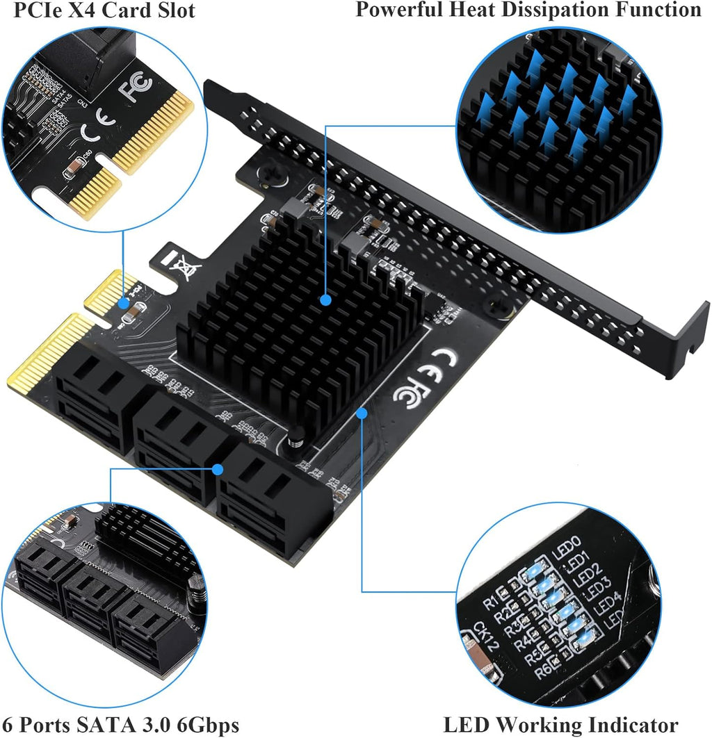 PCIe 4X SATA Card, 6 Ports, Non-Raid, SATA 3.0 B85698