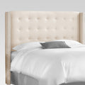 Queen Linen Tufted Wingback Headboard D2661