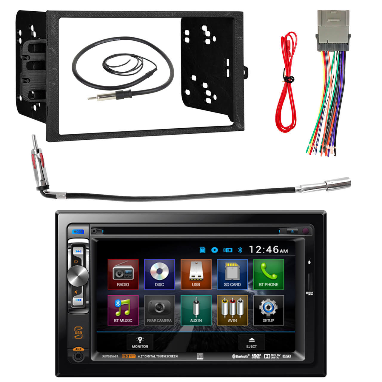 Double 2 DIN CD MP3 Car Stereo Receiver with Installation Kit E795508