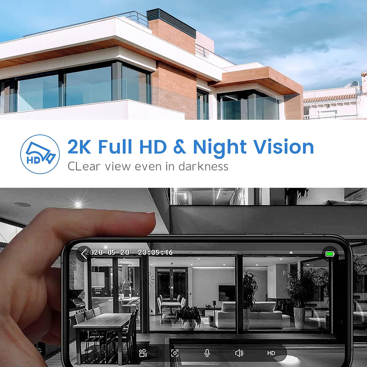 2K Video Doorbell Camera with Night Vision A316