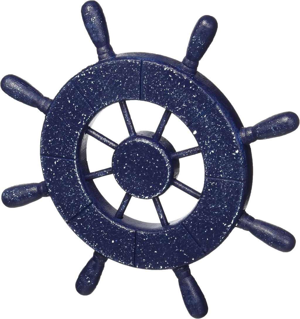 Rustic White Decorative Ship Wheel with Anchor 18 D178
