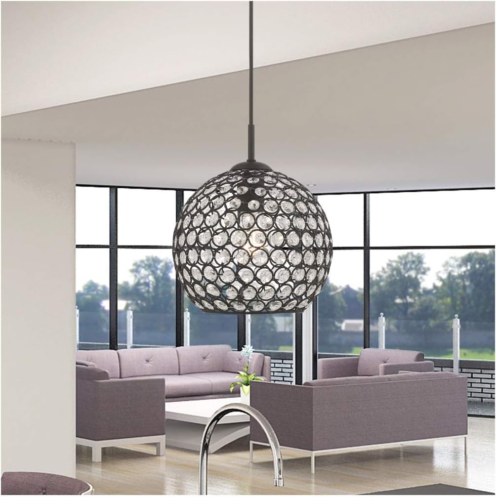Black Finish Mini Pendant with Clear Crystal C151006