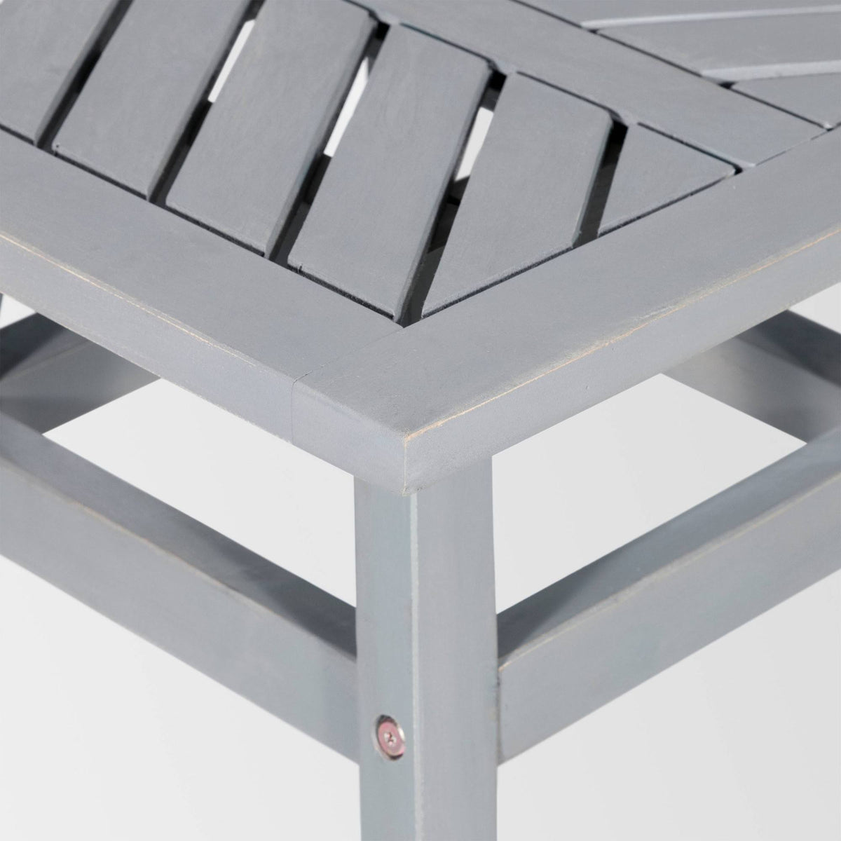 Gray Wash Chevron Slatted Patio Side Table H60486