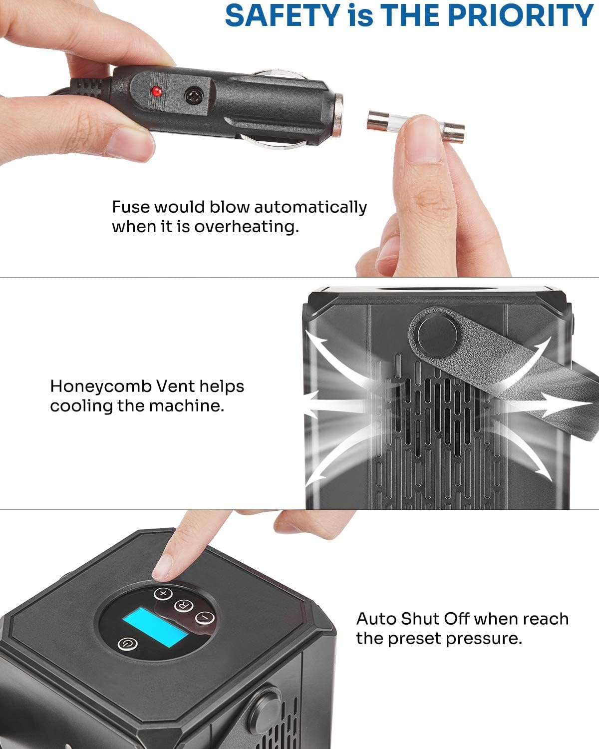 Cordless Tire Inflator with 6000mAh Rechargeable Battery, 150PSI, LCD Display, Pack of 2 W52476