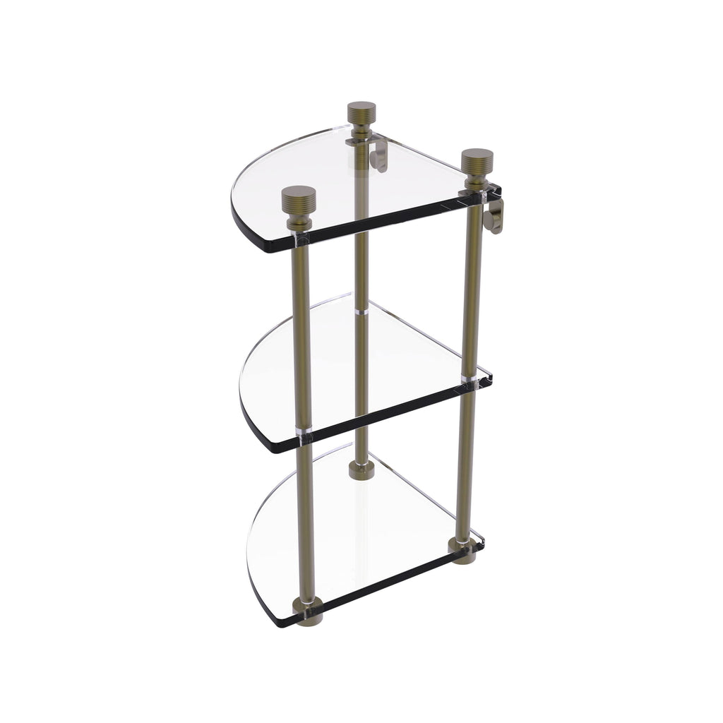 Three Tier Corner Glass Shelf Matte Gray Z5193