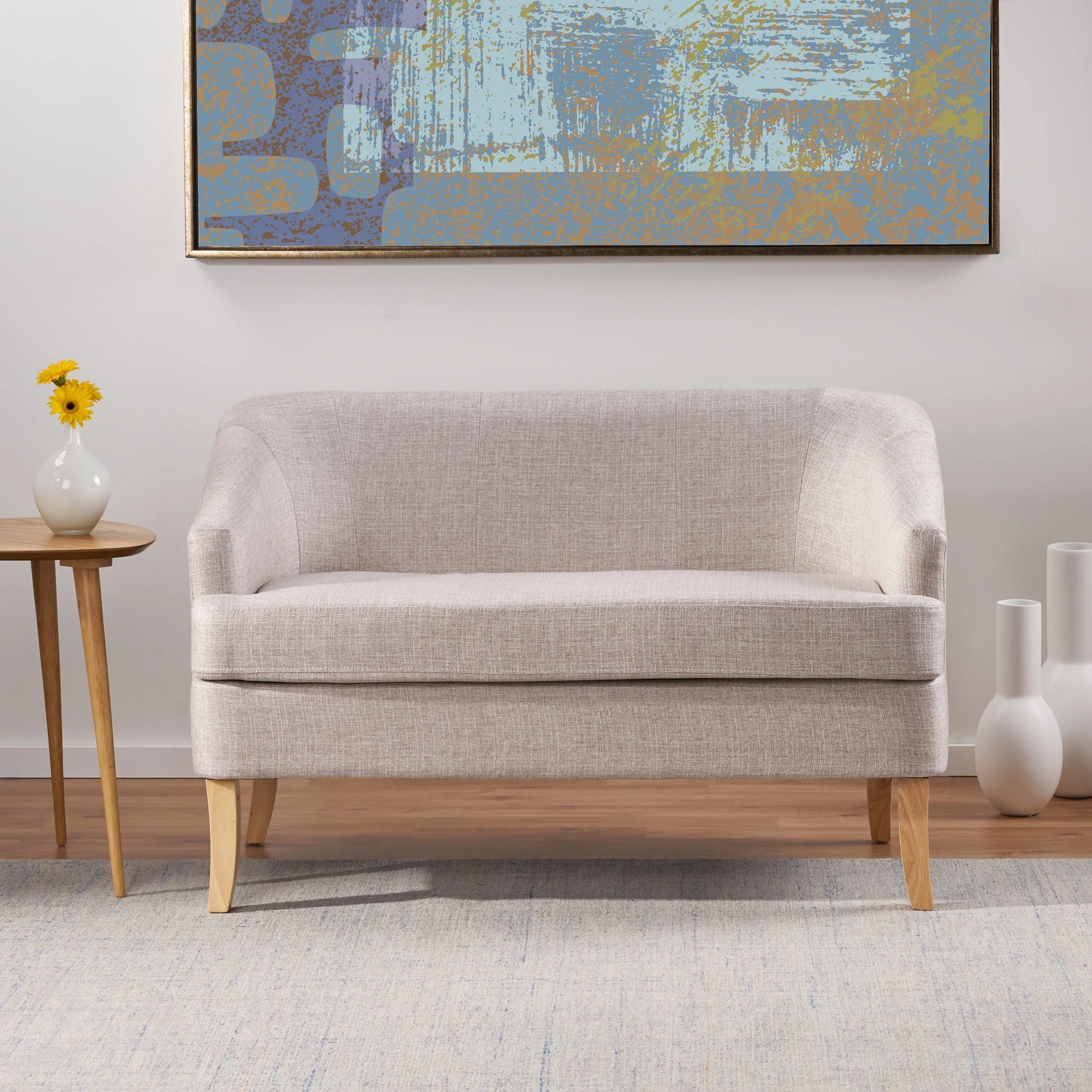 Beige Fabric Loveseat U15521