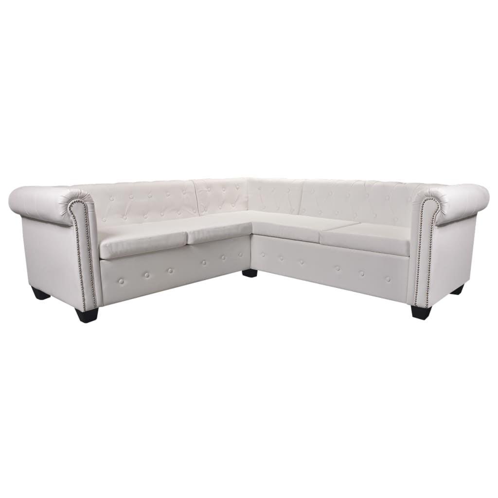 White Faux Leather 5-Seater Corner Sofa K3295