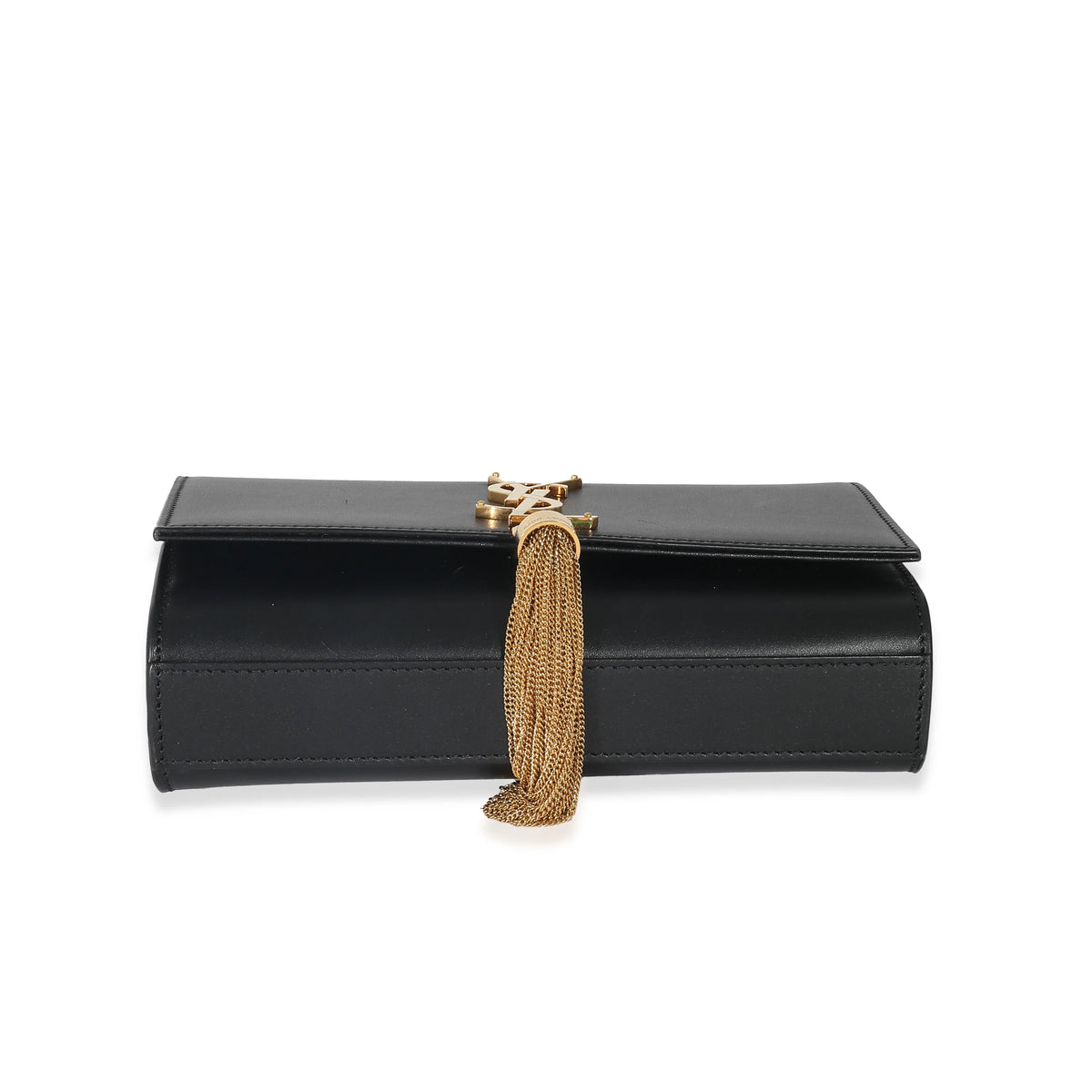 Black Smooth Leather Small Tassel Bag M8572