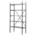 Brown Wood 5-Shelf Standard Bookcase with Metal Frame B95032