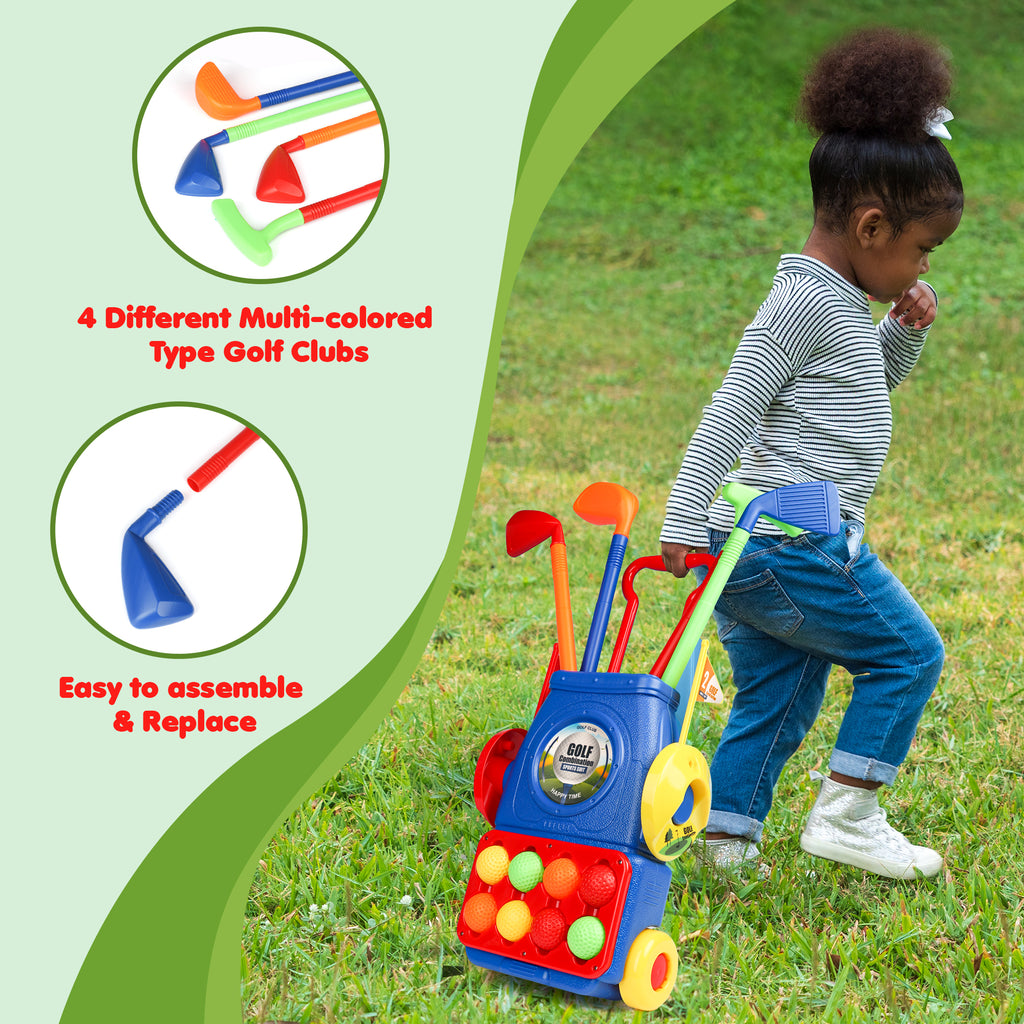 Kids Golf Set with 8 Balls, 4 Golf Sticks, 2 Practice Holes D42554