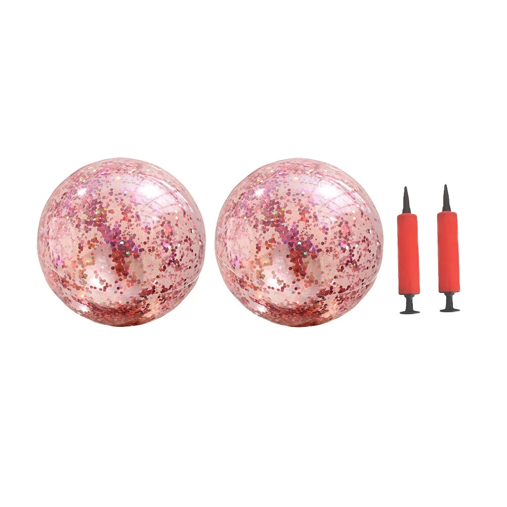 Rose Golden 4 Pcs Glitter Beach Ball Set with Pump P830