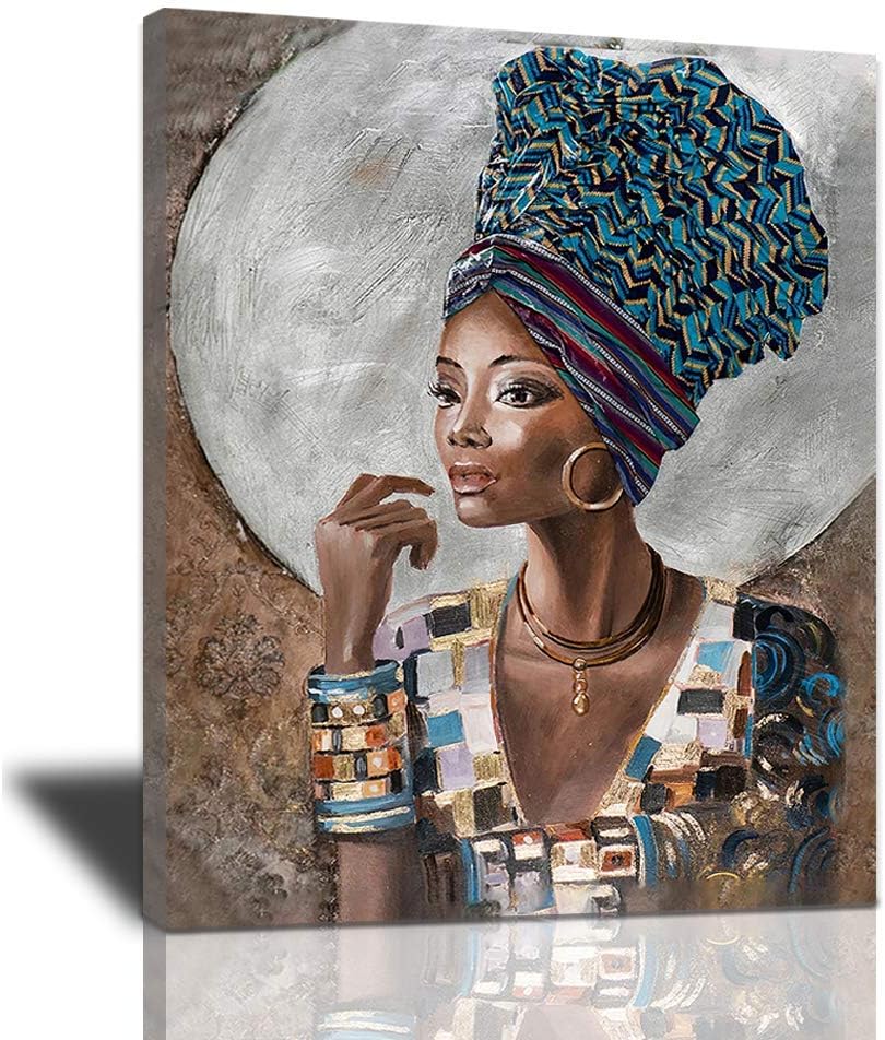 African American Woman Portrait Canvas Artwork 20x24inch V3955