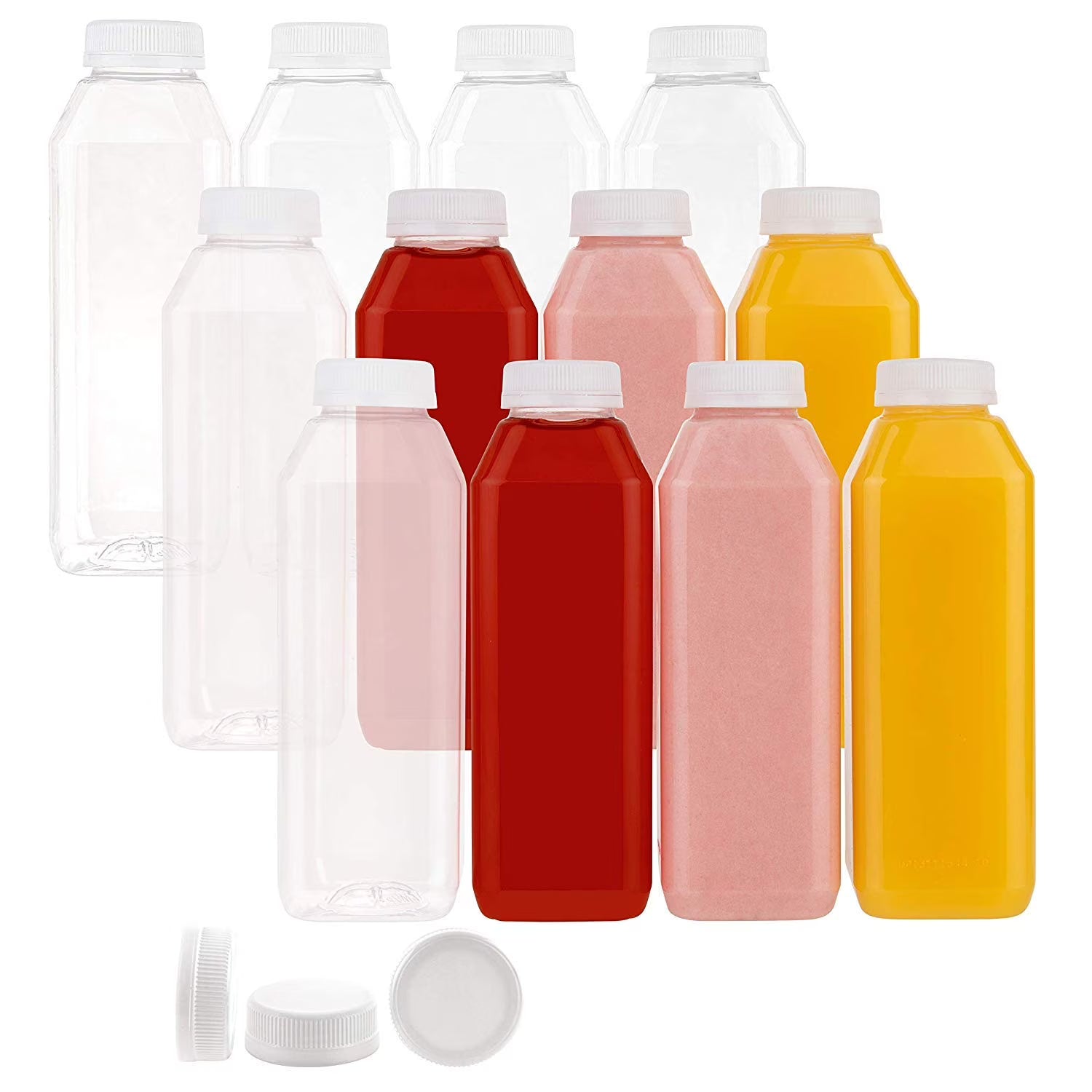 160 Pack Disposable Plastic Juice Bottles with Lids V3965