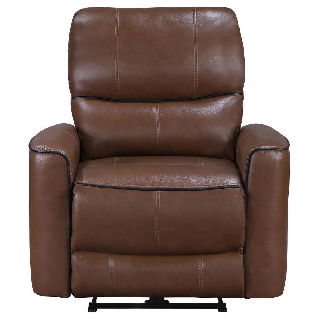 Saddle Brown Upholstered Power Recliner Chair Q647647