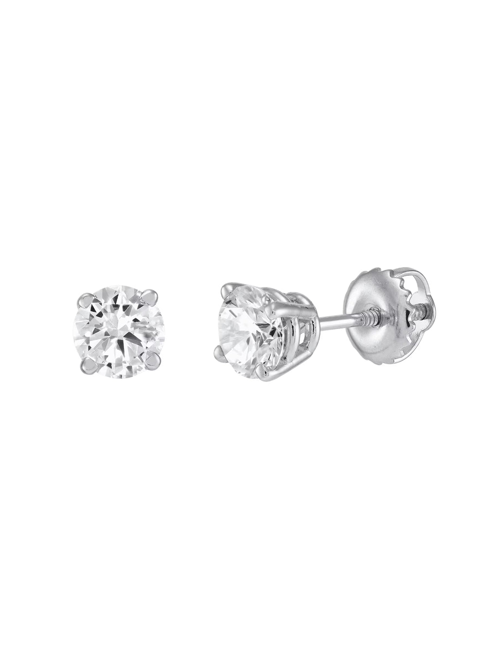14kt White Gold Diamond Solitaire Stud Earrings X591